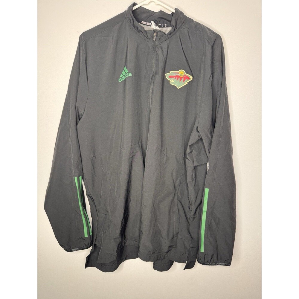 Adidas Jacket Mens L MN Minnesota Wild Hockey Full Zip Windbreaker